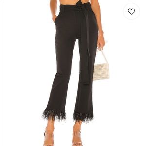 Medium Black trousers pants with feather trim